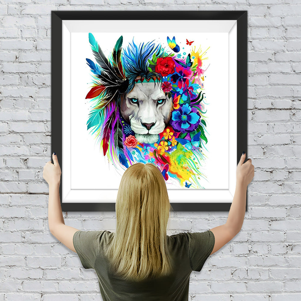 Bunter Indischer Löwe Diamond Painting