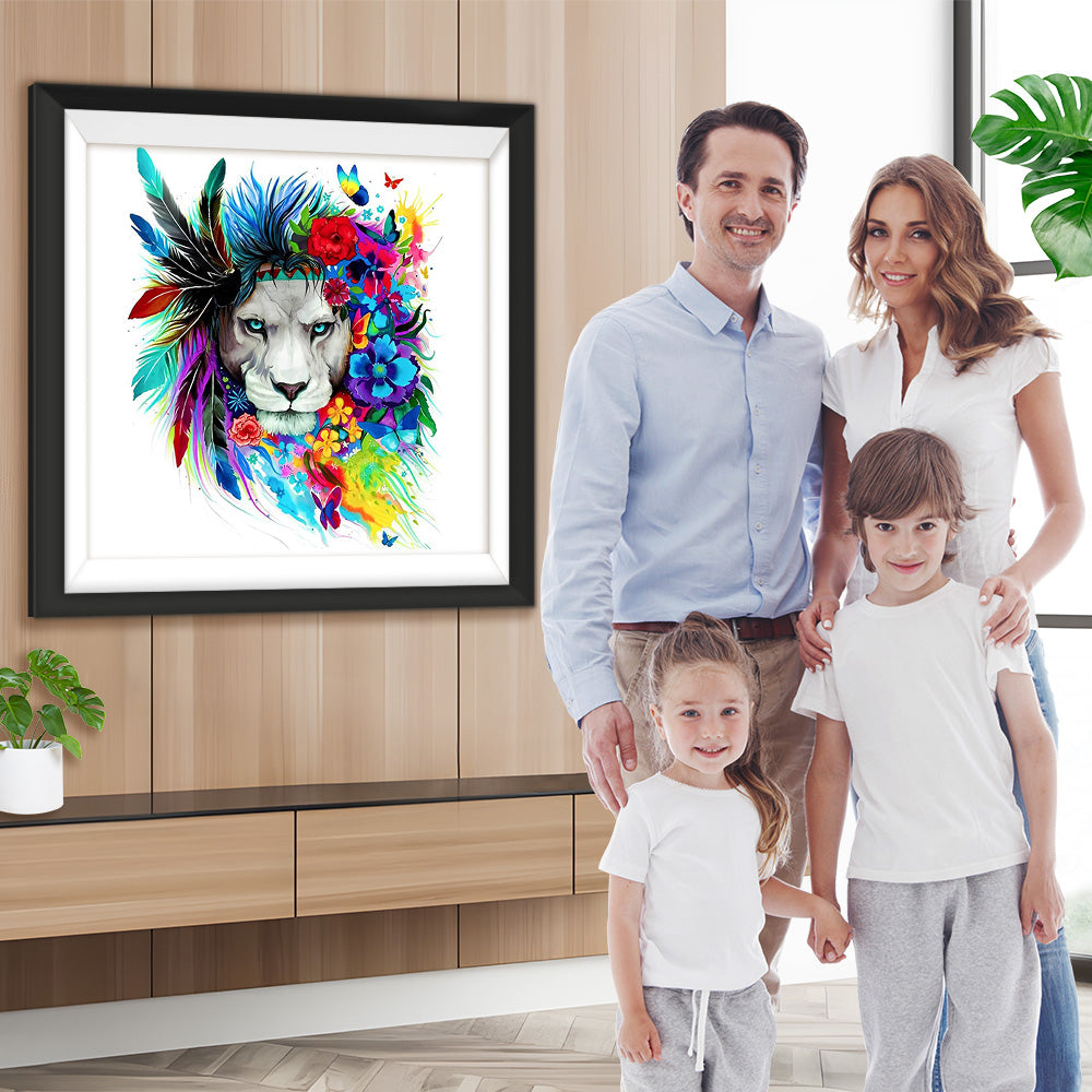 Bunter Indischer Löwe Diamond Painting