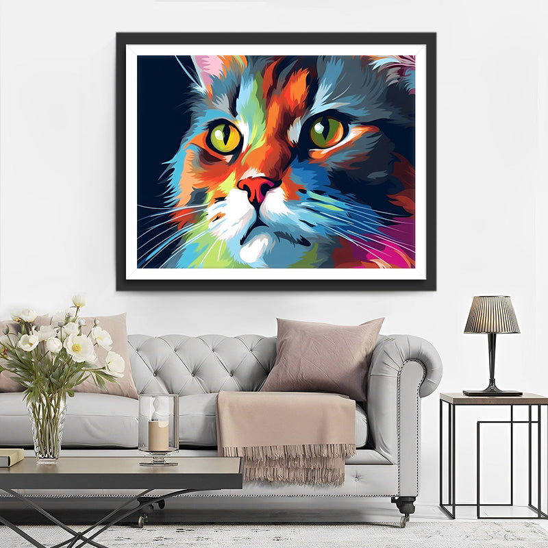 Bunter Katzenkopf Diamond Painting