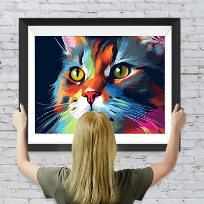 Bunter Katzenkopf Diamond Painting