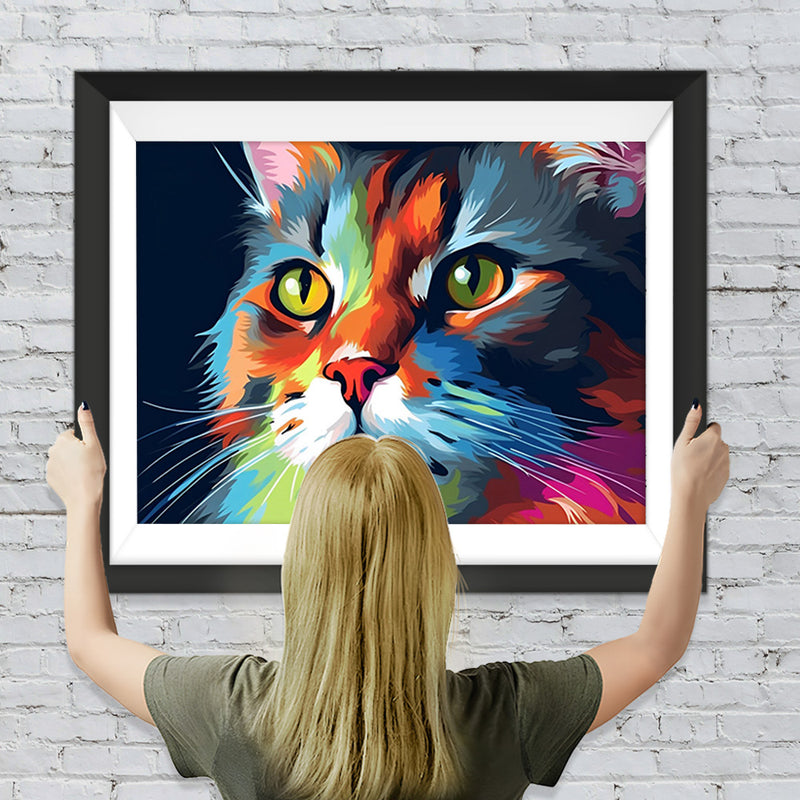 Bunter Katzenkopf Diamond Painting
