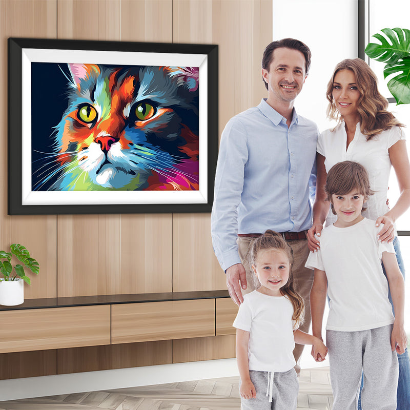 Bunter Katzenkopf Diamond Painting