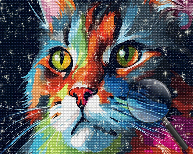 Bunter Katzenkopf Diamond Painting