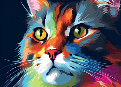 Bunter Katzenkopf Diamond Painting
