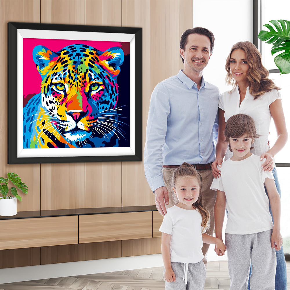 Bunter Leopardenkopf Diamond Painting