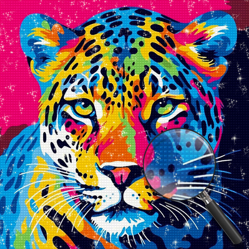 Bunter Leopardenkopf Diamond Painting