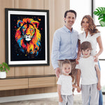 Bunter Löwe mit gelben Augen Diamond Painting