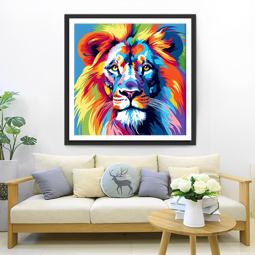 Bunter Löwenkopf Diamond Painting