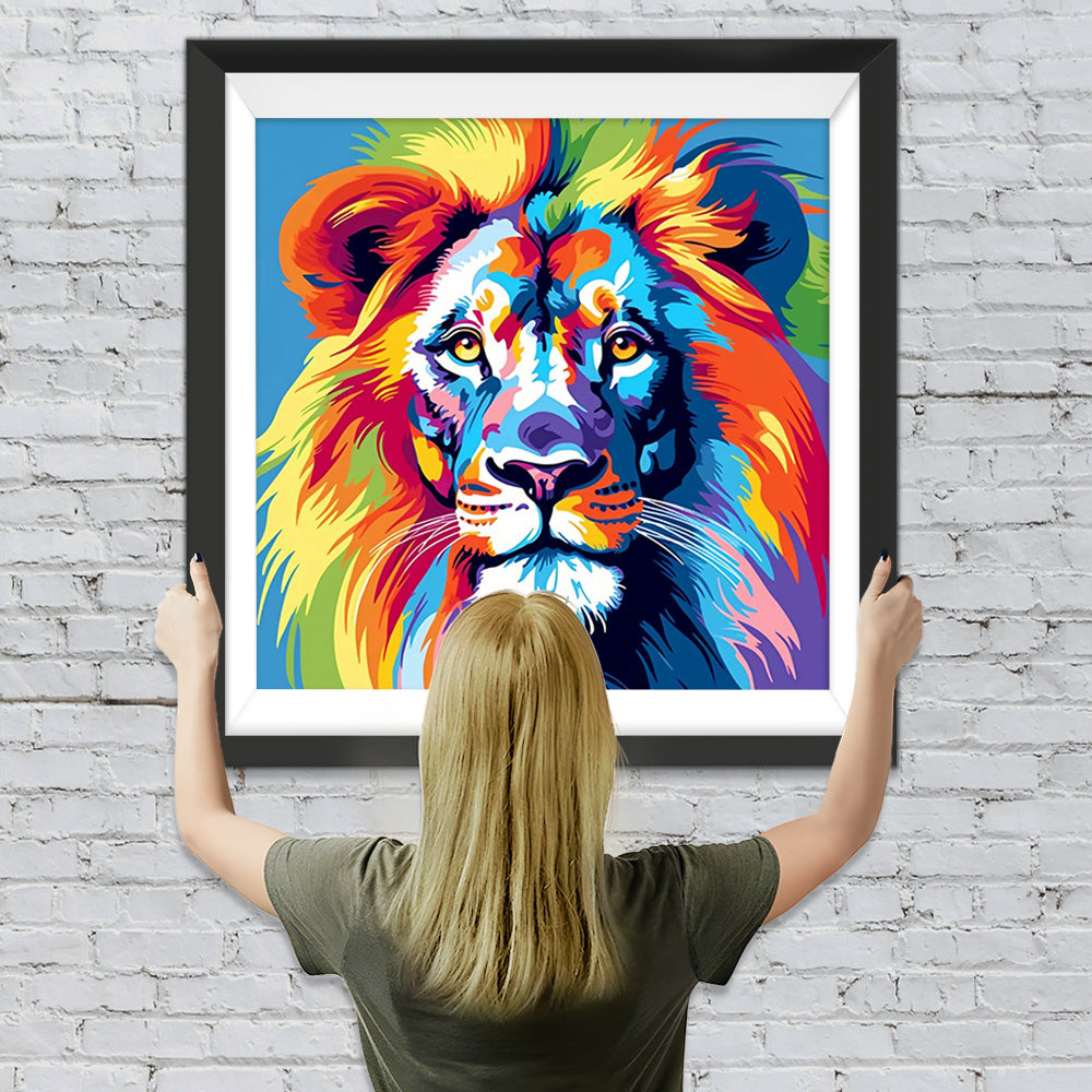 Bunter Löwenkopf Diamond Painting