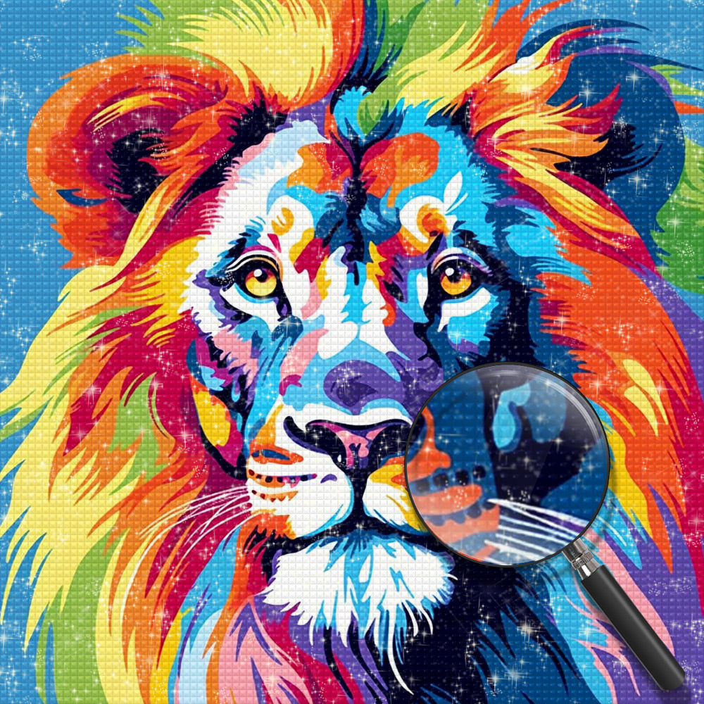 Bunter Löwenkopf Diamond Painting