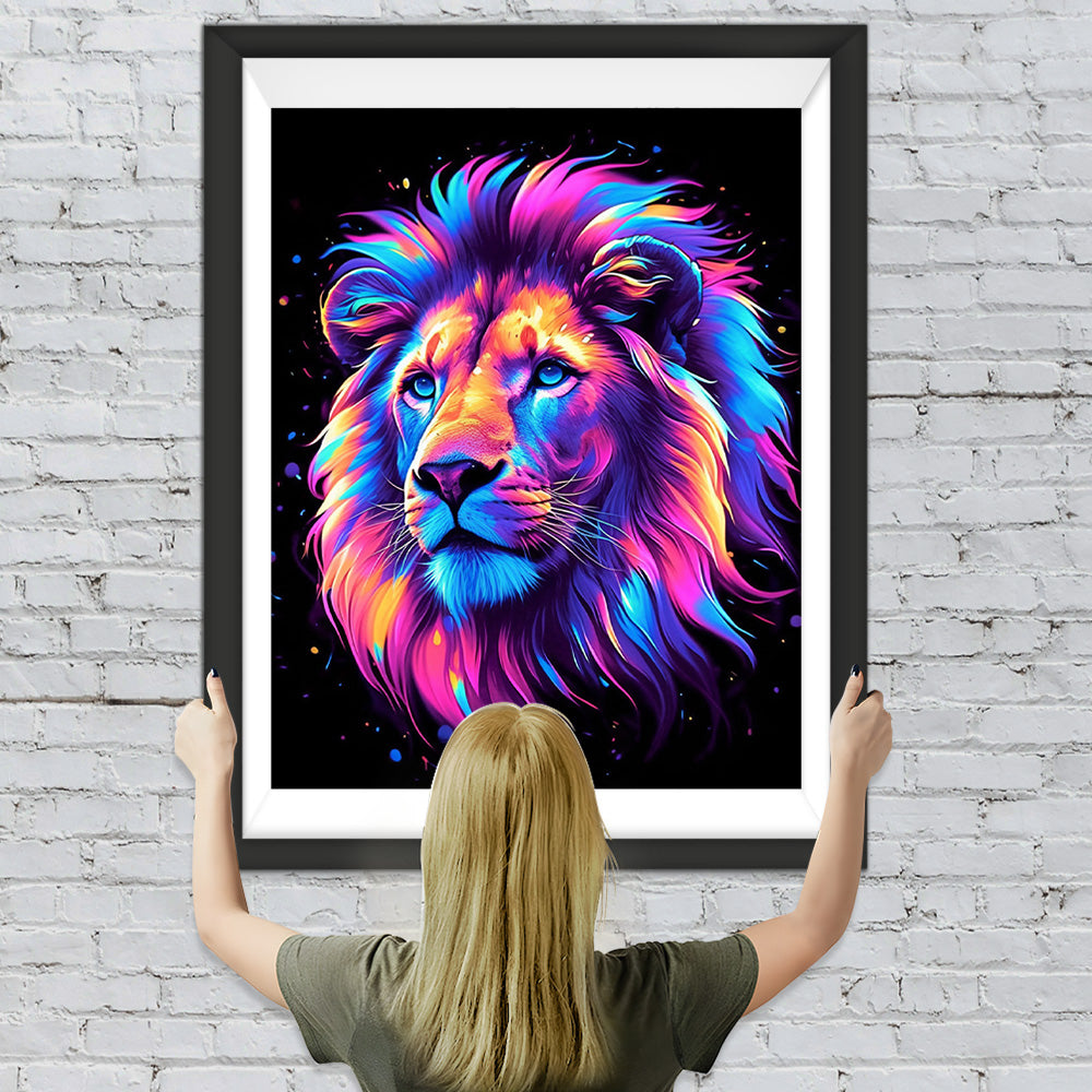 Bunter Löwenkopf Diamond Painting