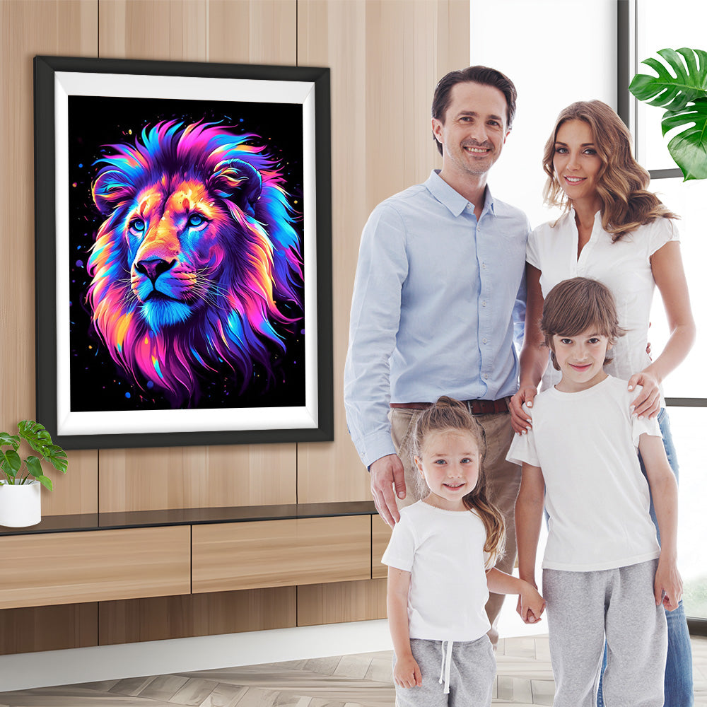 Bunter Löwenkopf Diamond Painting