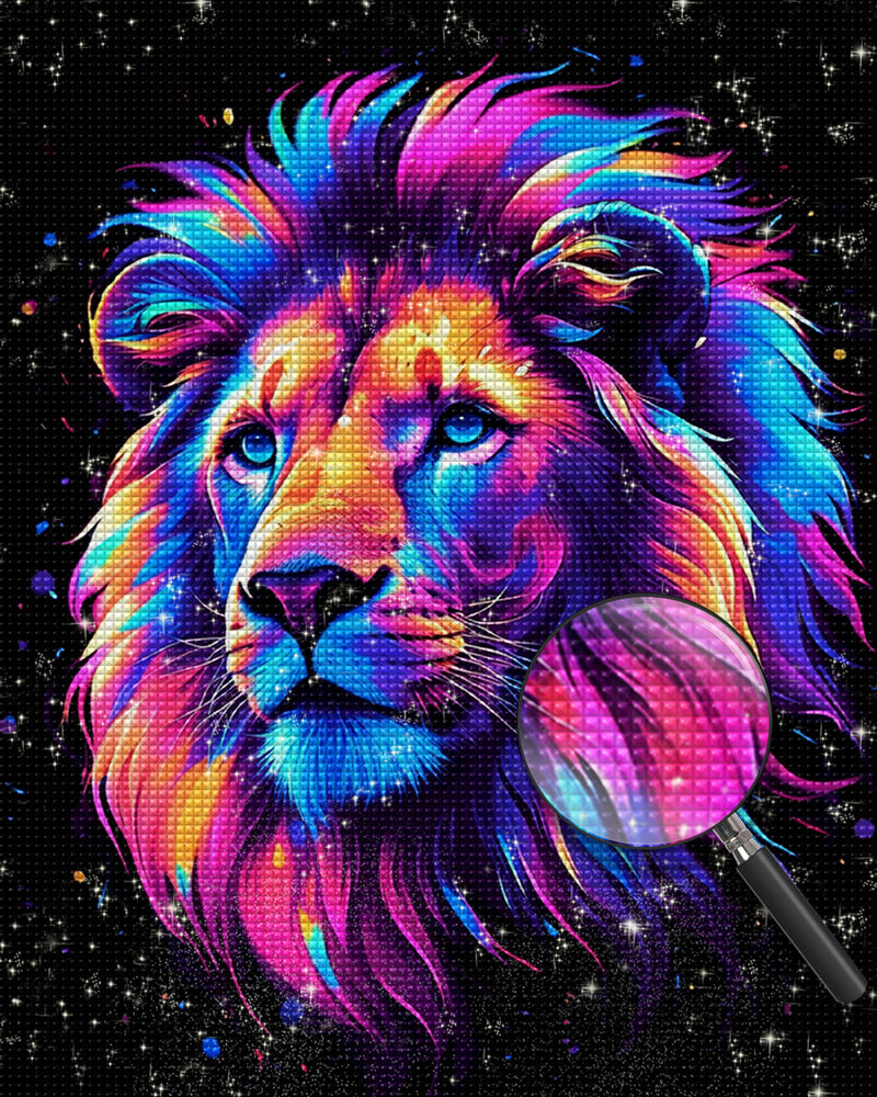 Bunter Löwenkopf Diamond Painting