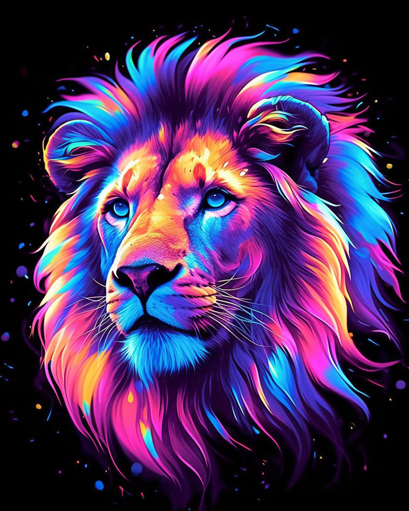 Bunter Löwenkopf Diamond Painting