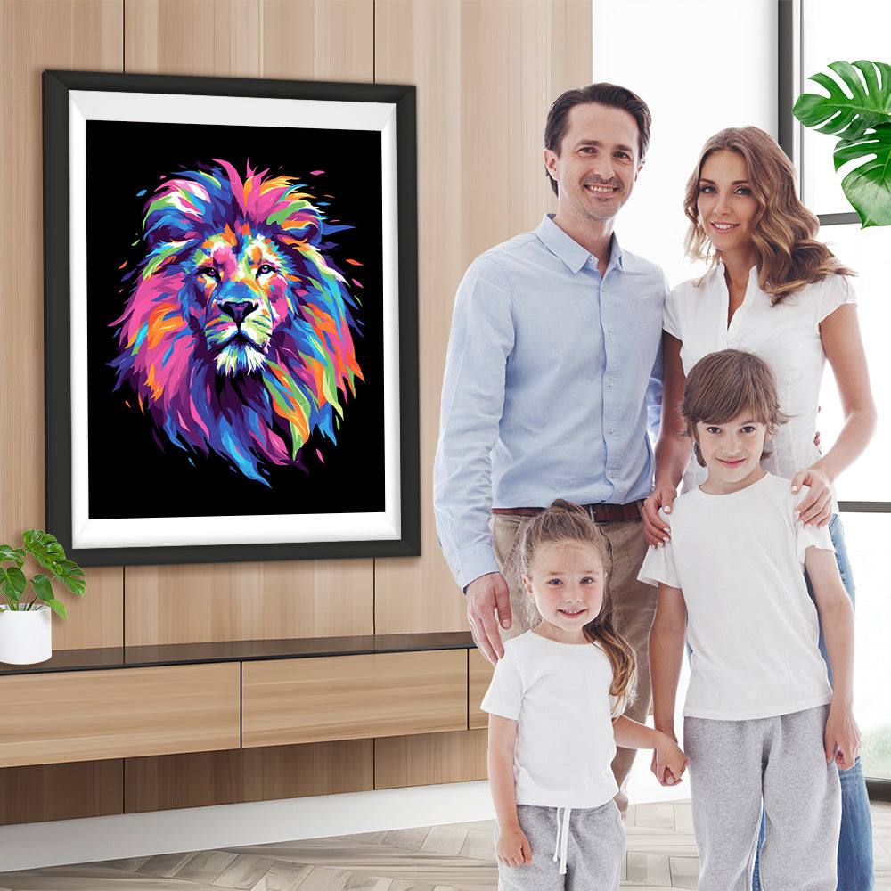 Bunter Löwenkopf Pop Art Diamond Painting