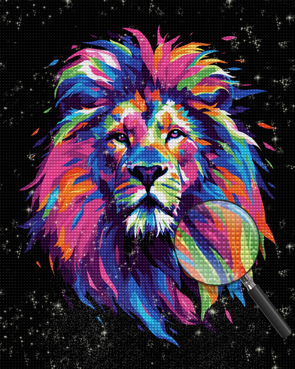 Bunter Löwenkopf Pop Art Diamond Painting