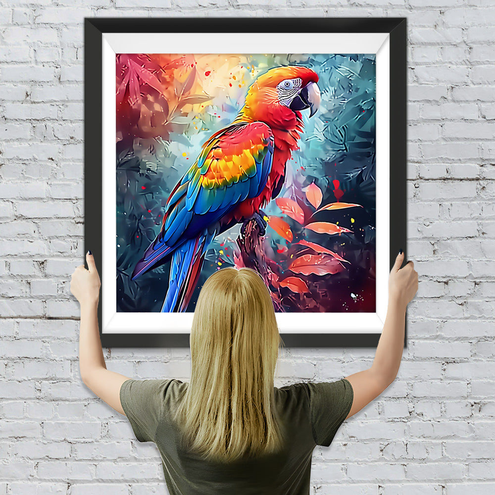 Bunter Papagei auf einem Zweig Diamond Painting