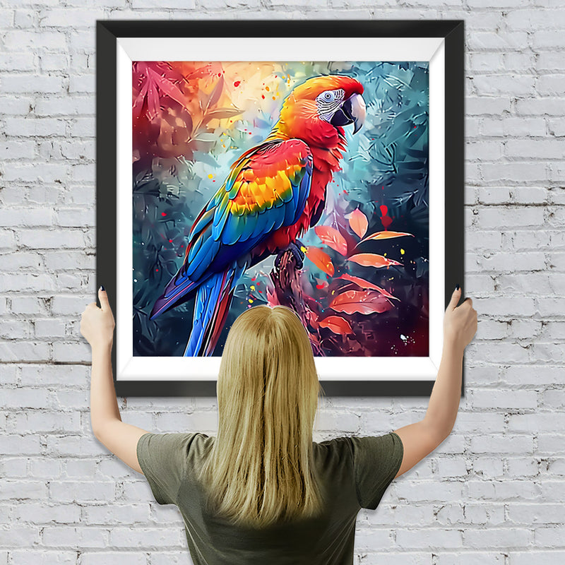 Bunter Papagei auf einem Zweig Diamond Painting