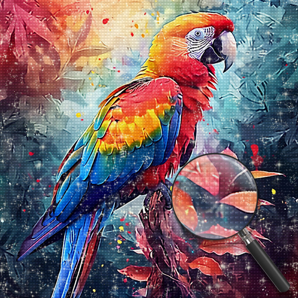Bunter Papagei auf einem Zweig Diamond Painting