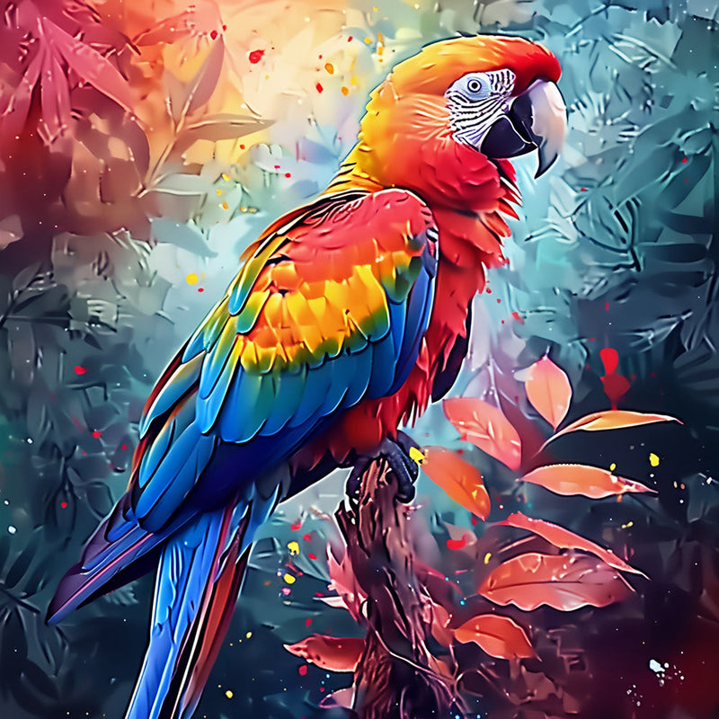 Bunter Papagei auf einem Zweig Diamond Painting