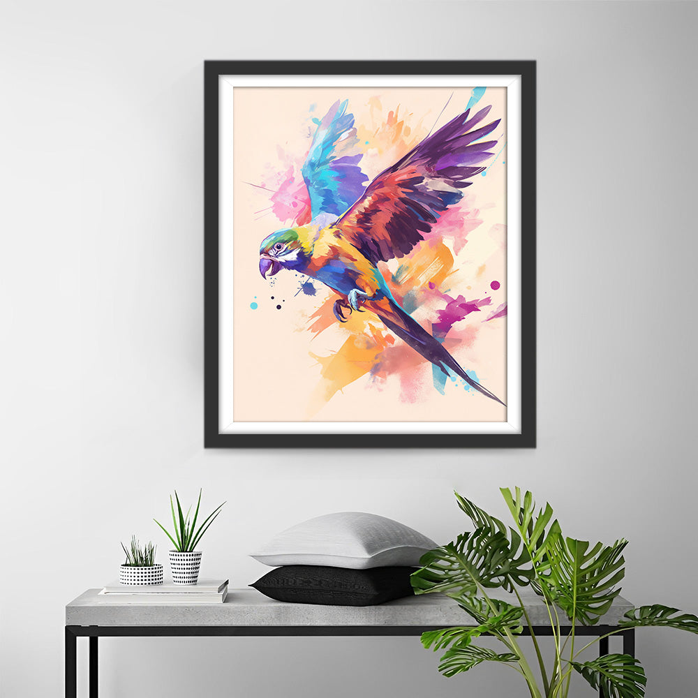Bunter Papagei fliegend Diamond Painting