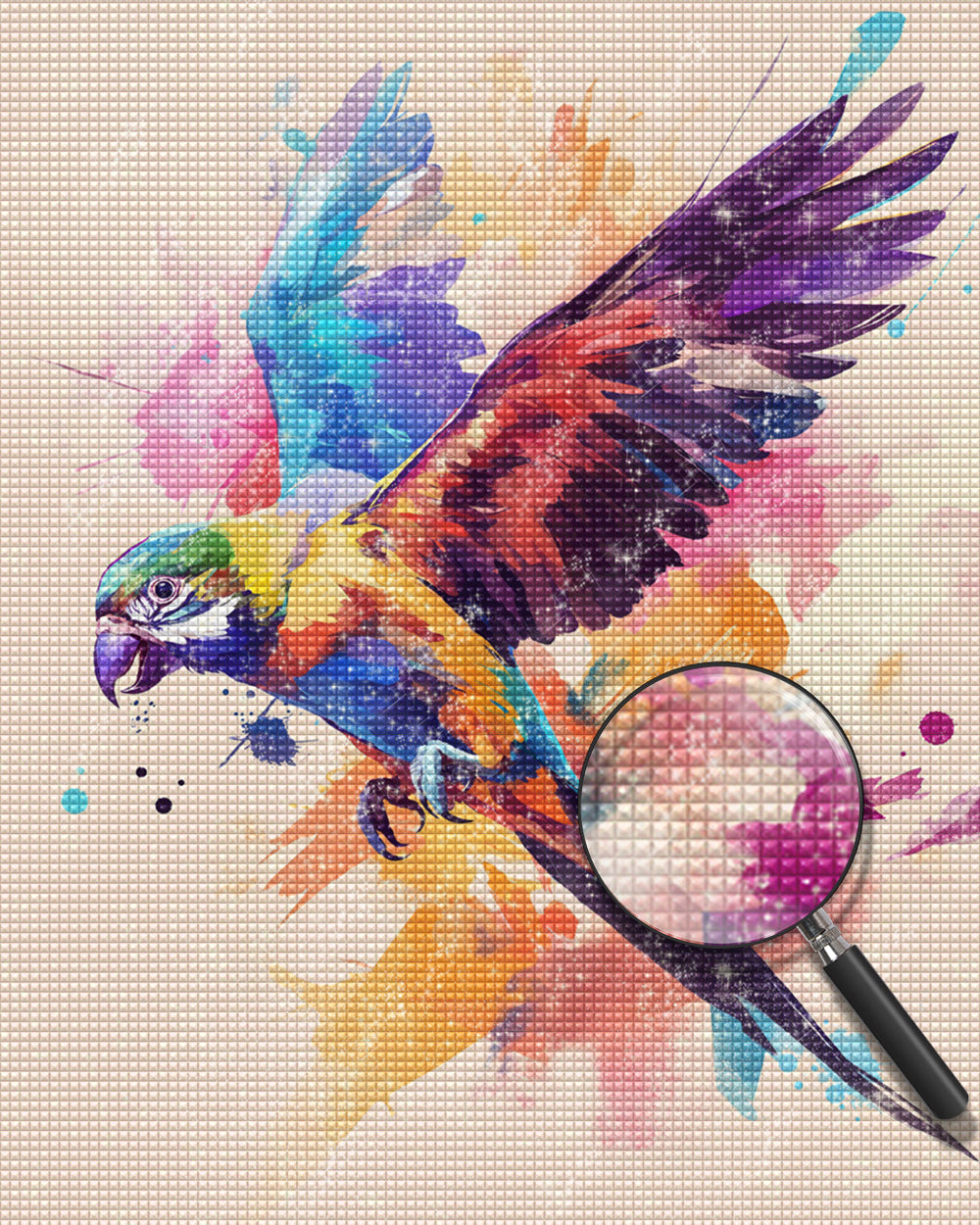 Bunter Papagei fliegend Diamond Painting