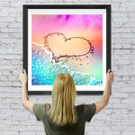 Bunter Sandstrand und Herz Diamond Painting