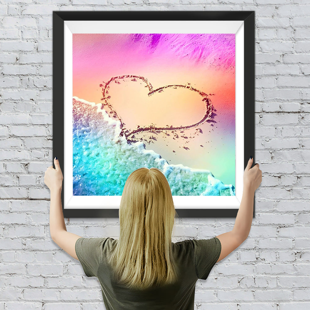 Bunter Sandstrand und Herz Diamond Painting