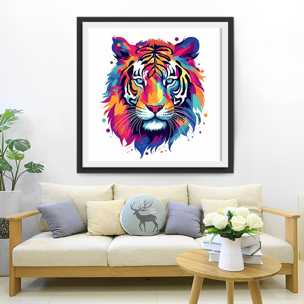 Bunter Tigerkopf Diamond Painting