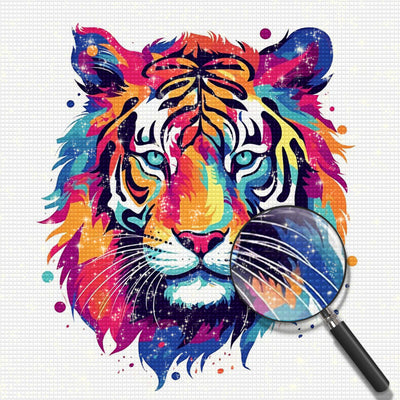 Bunter Tigerkopf Diamond Painting