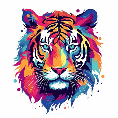 Bunter Tigerkopf Diamond Painting
