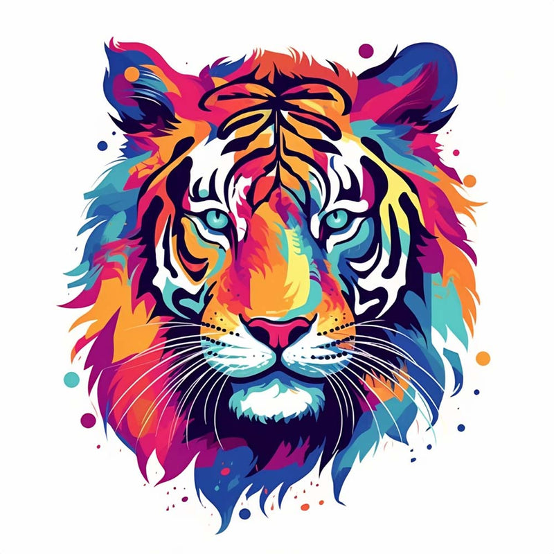 Bunter Tigerkopf Diamond Painting