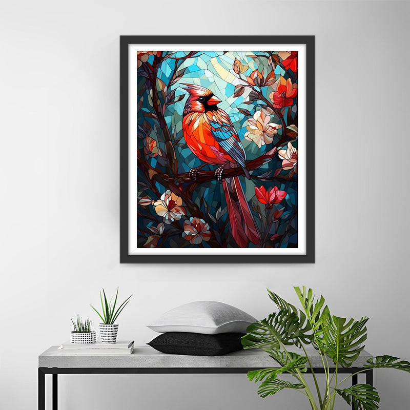 Bunter Vogel auf dem Blumenzweig Diamond Painting