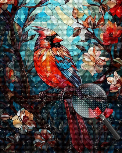 Bunter Vogel auf dem Blumenzweig Diamond Painting