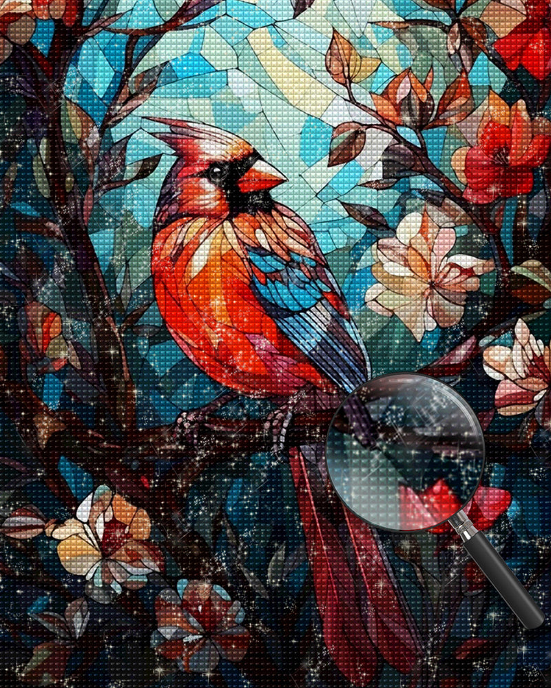 Bunter Vogel auf dem Blumenzweig Diamond Painting