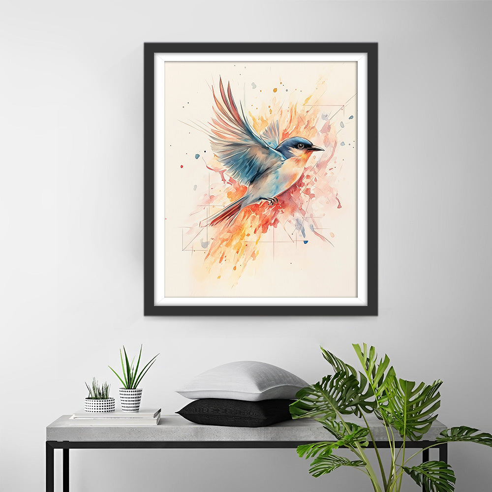 Bunter Vogel fliegend Diamond Painting