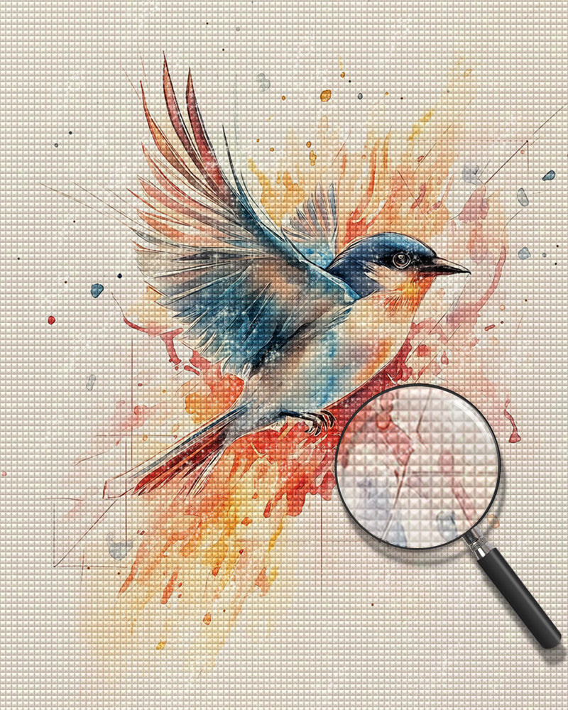 Bunter Vogel fliegend Diamond Painting