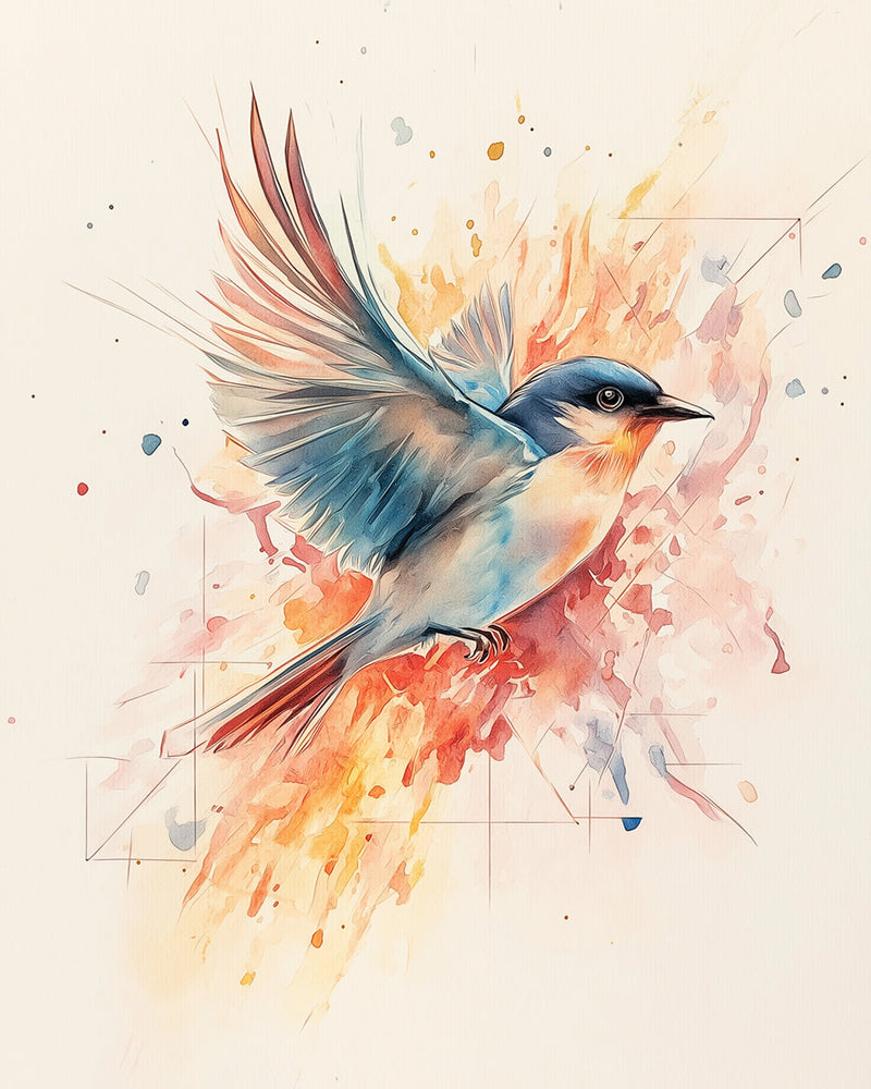Bunter Vogel fliegend Diamond Painting