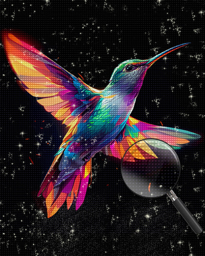 Bunter Vogel fliegt in der Dunkelheit Diamond Painting