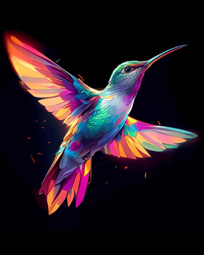 Bunter Vogel fliegt in der Dunkelheit Diamond Painting