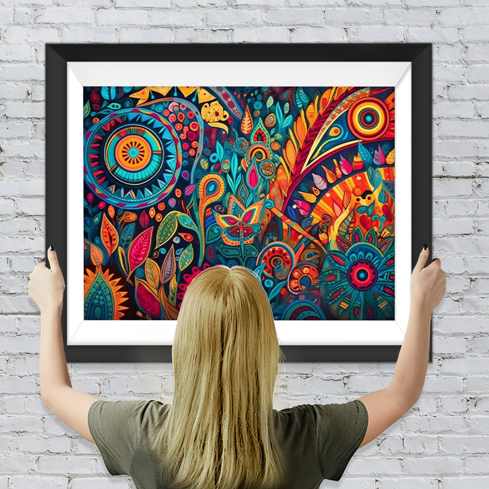 Buntes abstraktes Federmuster Diamond Painting