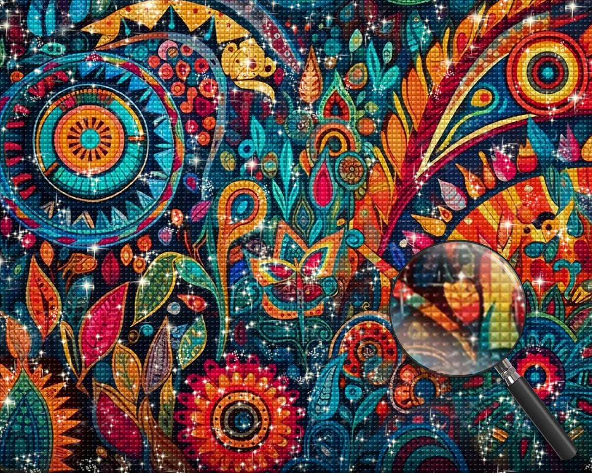 Buntes abstraktes Federmuster Diamond Painting