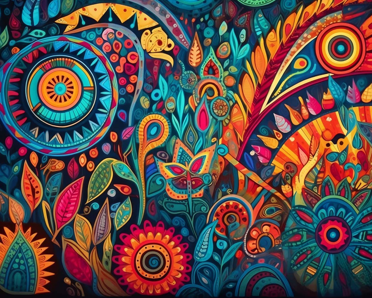 Buntes abstraktes Federmuster Diamond Painting