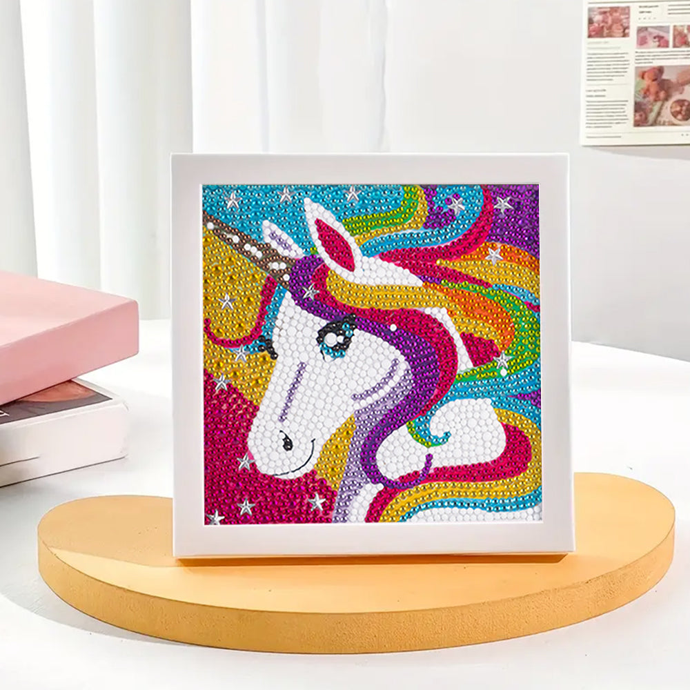 Buntes Einhorn und Sterne Mini-Kristallpünktchen Diamond Painting