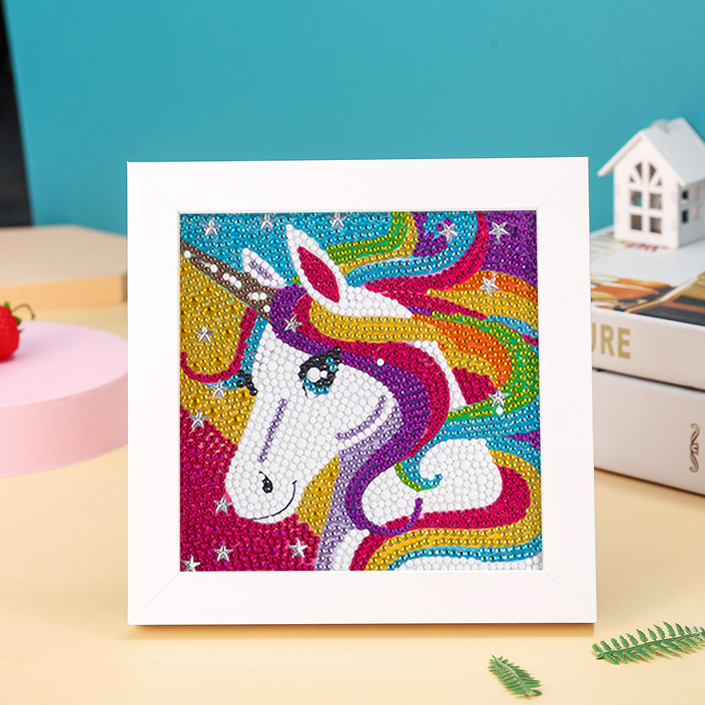 Buntes Einhorn und Sterne Mini-Kristallpünktchen Diamond Painting
