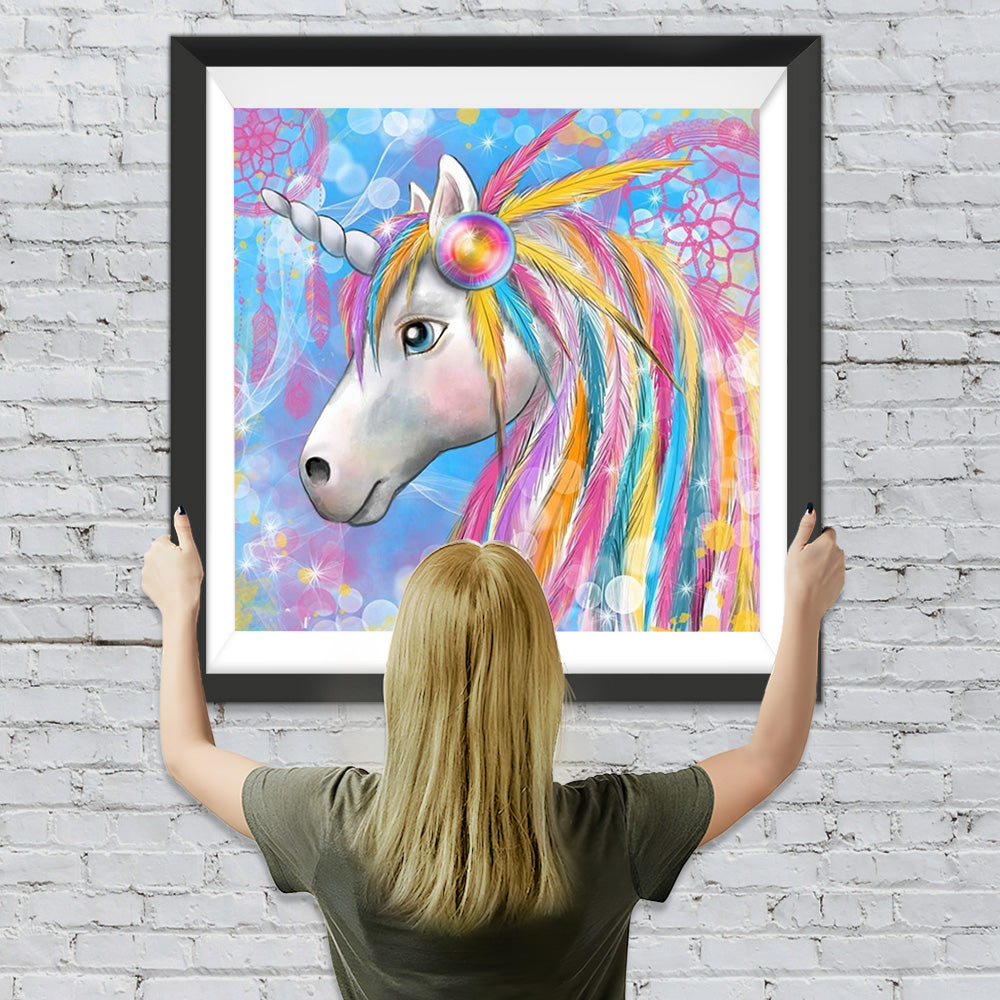 Buntes Einhorn und Traumfänger Diamond Painting