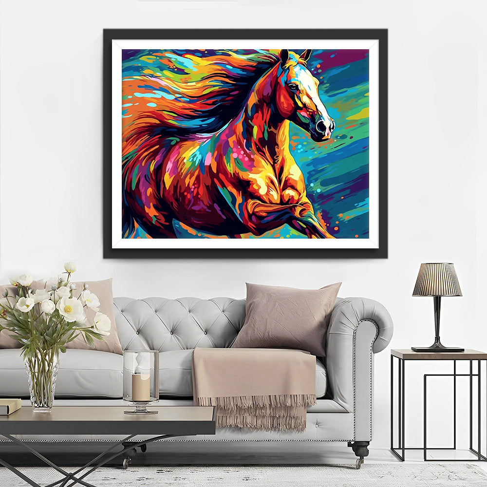 Buntes galoppierendes Pferd Diamond Painting