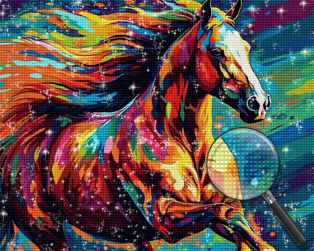 Buntes galoppierendes Pferd Diamond Painting