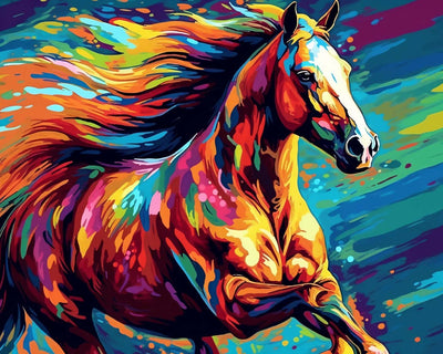 Buntes galoppierendes Pferd Diamond Painting