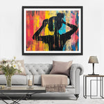 Buntes Graffiti eines Mädchens mit Haarknoten Diamond Painting